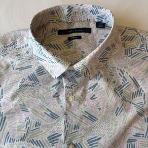 Perry Ellis Men’s Pastel Lilac Print Stretch Short Sleeve Button Up Shirt XL
